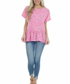 143 Story Magenta Spotted Print Drop Waist Blouse 20 143 Story Magenta Spotted Print Drop Waist Blouse