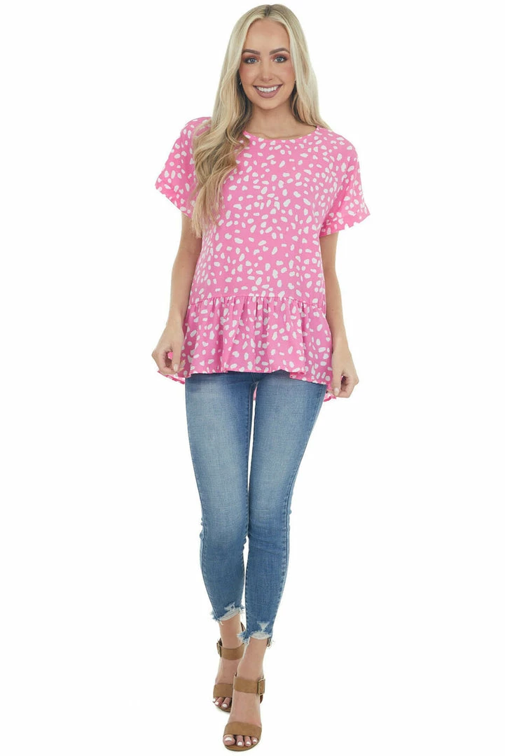 143 Story Magenta Spotted Print Drop Waist Blouse 5 143 Story Magenta Spotted Print Drop Waist Blouse