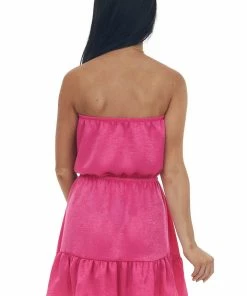 SUMMER 10 Magenta Strapless Mini Dress With Drawstring Dresses 16 SUMMER 10 Magenta Strapless Mini Dress With Drawstring Dresses