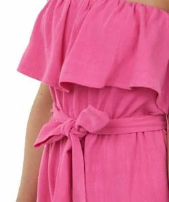 Allie Rose Dresses Magenta Strapless Ruffle Romper With Belt Tie 17 Allie Rose Dresses Magenta Strapless Ruffle Romper With Belt Tie
