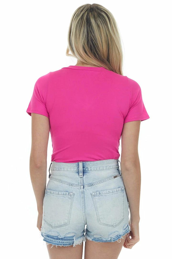 Vanilla Bay Tops Magenta V Neck Short Sleeve Knit Bodysuit 7 Vanilla Bay Tops Magenta V Neck Short Sleeve Knit Bodysuit