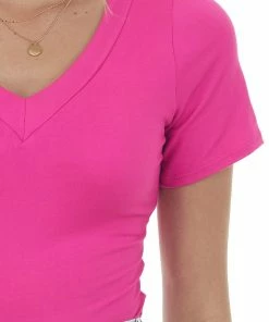 Vanilla Bay Tops Magenta V Neck Short Sleeve Knit Bodysuit 13 Vanilla Bay Tops Magenta V Neck Short Sleeve Knit Bodysuit