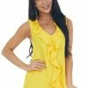 FSL APPAREL Tops Marigold Ruffle Sleeveless Crinkle Blouse