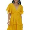 Umgee Dresses Marigold V Neck Tiered Handkerchief Hem Dress 1 Umgee Dresses Marigold V Neck Tiered Handkerchief Hem Dress