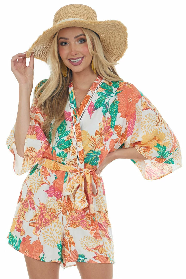 Flying Tomato Marmalade Floral Print Surplice Woven Romper 5 Flying Tomato Marmalade Floral Print Surplice Woven Romper