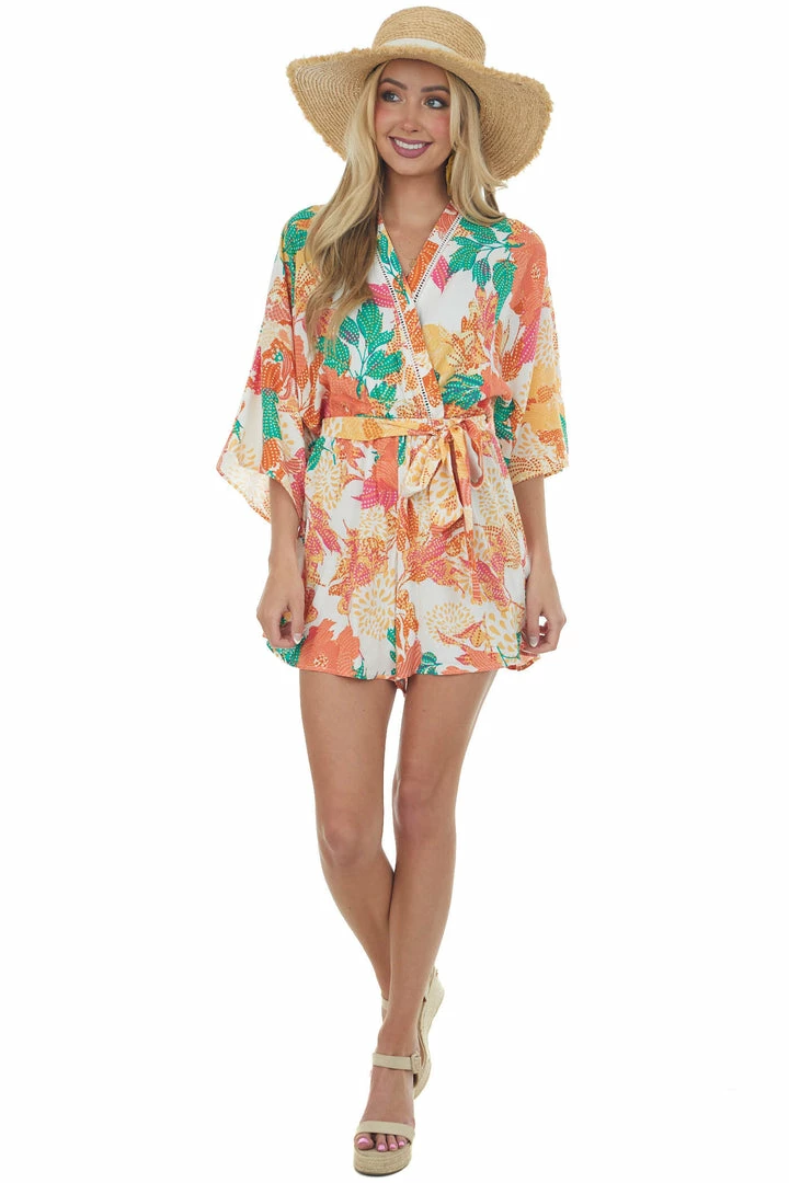 Flying Tomato Marmalade Floral Print Surplice Woven Romper 6 Flying Tomato Marmalade Floral Print Surplice Woven Romper