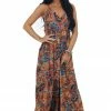 ANGIE Dresses Maroon Printed Sleeveless Tiered Maxi Dress