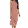 HYFVE Marsala Ribbed Trim Sleeveless Knit Midi Dress Dresses