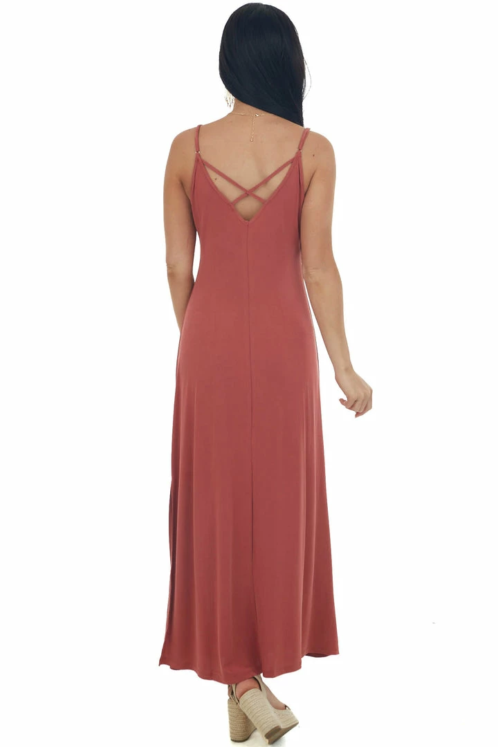 Lush Clothing Marsala Side Slit Spaghetti Strap Maxi Dress 7 Lush Clothing Marsala Side Slit Spaghetti Strap Maxi Dress