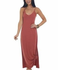 Lush Clothing Marsala Side Slit Spaghetti Strap Maxi Dress 11 Lush Clothing Marsala Side Slit Spaghetti Strap Maxi Dress