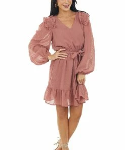 Mittoshop Dresses Marsala Swiss Dot Peasant Sleeve Short Dress 10 Mittoshop Dresses Marsala Swiss Dot Peasant Sleeve Short Dress