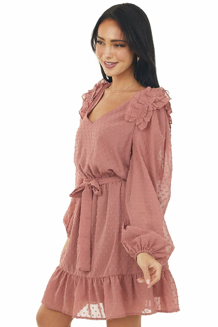 Mittoshop Dresses Marsala Swiss Dot Peasant Sleeve Short Dress 6 Mittoshop Dresses Marsala Swiss Dot Peasant Sleeve Short Dress