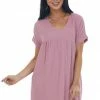 Charlotte Avery Mauve Babydoll V Neck Gauze Woven Pocket Dress