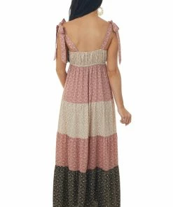 Lush Clothing Mauve Ditsy Floral Colorblock Tiered Maxi Dress Dresses 12 Lush Clothing Mauve Ditsy Floral Colorblock Tiered Maxi Dress Dresses