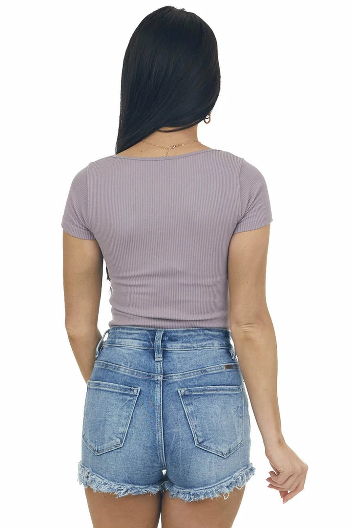 DYNAMIC Mauve Square Neck Soft Ribbed Knit Bodysuit Tops 7 DYNAMIC Mauve Square Neck Soft Ribbed Knit Bodysuit Tops