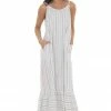 Cozy Co. Dresses Mauve Striped Maxi Dress With Side Pockets