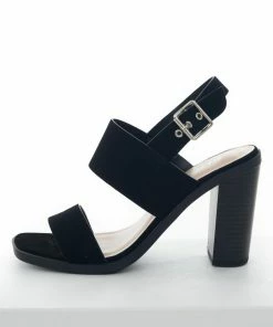 FORTUNE DYNAMIC Shoes Black Sling Back Nubuck Strap High Heels