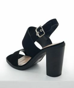 FORTUNE DYNAMIC Shoes Black Sling Back Nubuck Strap High Heels
