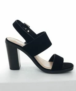FORTUNE DYNAMIC Shoes Black Sling Back Nubuck Strap High Heels