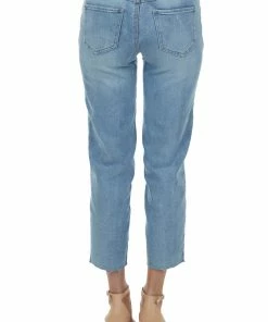 4 What Its Worth Medium Denim Wash Button Fly Straight Ankle Jeans Bottoms