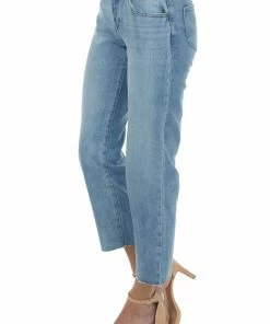 4 What Its Worth Medium Denim Wash Button Fly Straight Ankle Jeans Bottoms