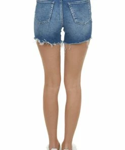 Vervet Medium Wash Button Fly High Rise Denim Shorts