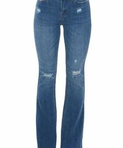 I&M Dark Wash Distressed High Rise Flare Jeans Bottoms
