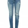 Special A Medium Wash Frayed High Rise Relaxed Jeans
