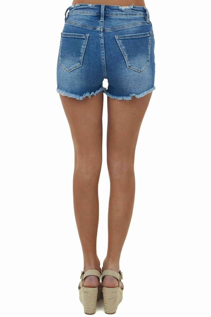 I&M Medium Wash High Rise Button Fly Denim Shorts Bottoms 5 I&M Medium Wash High Rise Button Fly Denim Shorts Bottoms