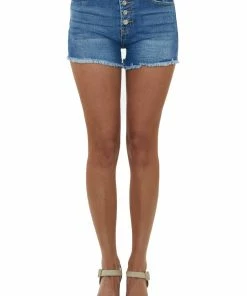 I&M Medium Wash High Rise Button Fly Denim Shorts Bottoms