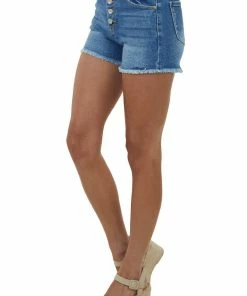 I&M Medium Wash High Rise Button Fly Denim Shorts Bottoms