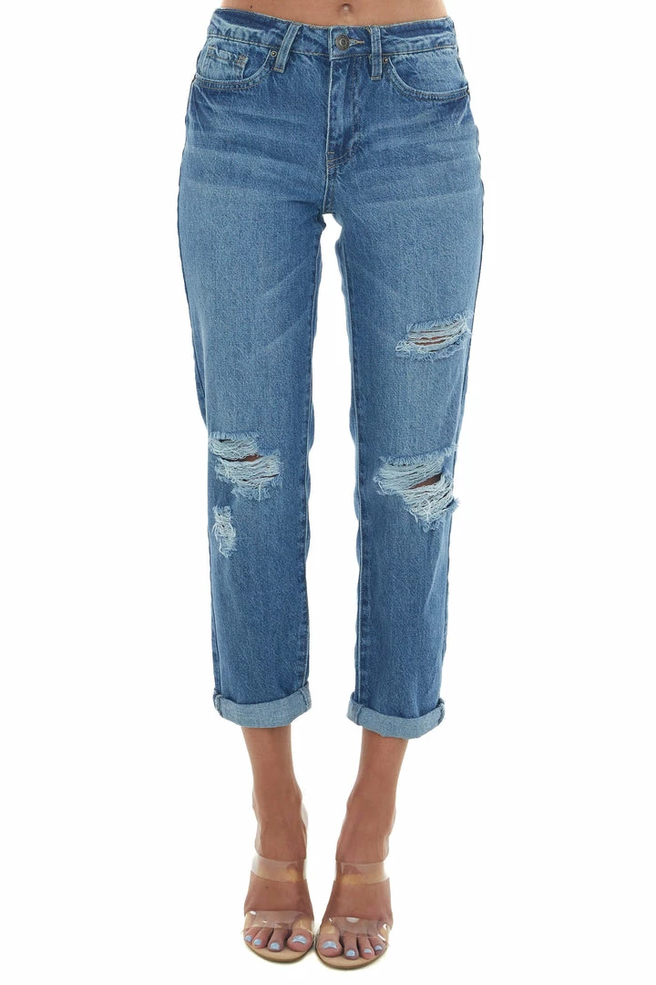 YMI Bottoms Medium High Waisted Distressed Boyfriend Jeans 3 YMI Bottoms Medium High Waisted Distressed Boyfriend Jeans