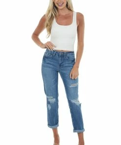 YMI Bottoms Medium High Waisted Distressed Boyfriend Jeans 9 YMI Bottoms Medium High Waisted Distressed Boyfriend Jeans
