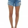 Cello Jeans Medium Wash High Rise Distressed Denim Mom Shorts Bottoms