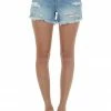 Cello Jeans Medium Wash High Rise Distressed Mom Denim Shorts