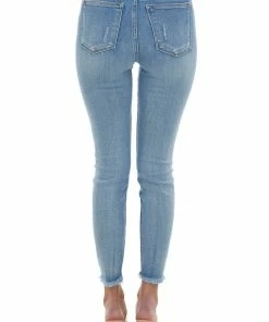 Judy Blue Bottoms Medium Wash High Rise Distressed Skinny Jeans
