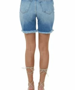 Cello Jeans Bottoms Medium Wash High Rise Frayed Hem Bermuda Shorts