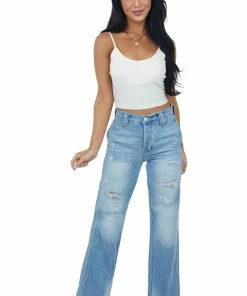 KanCan Bottoms Medium Wash High Rise Relaxed Straight Fit Jeans