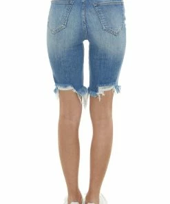 Risen Bottoms Medium Wash High Rise Torn Bermuda Shorts 8 Risen Bottoms Medium Wash High Rise Torn Bermuda Shorts