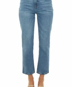 4 What Its Worth Medium Wash High Rise Zipper Fly Mom Jeans Bottoms