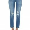 KanCan Bottoms Medium Wash Mid Rise Distressed Straight Jeans