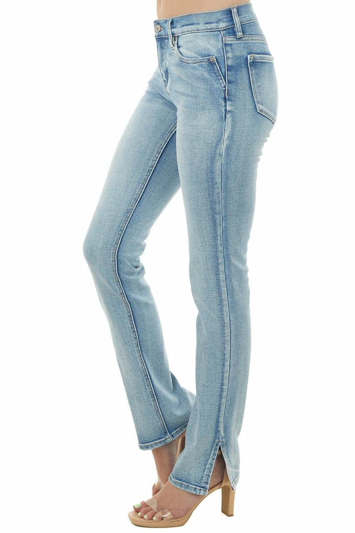 KanCan Medium Wash Mid Rise Straight Leg Side Slit Jeans Bottoms 6 KanCan Medium Wash Mid Rise Straight Leg Side Slit Jeans Bottoms