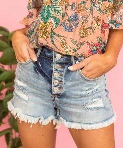 Special A Medium Acid Wash Denim Shorts With Frayed Hem