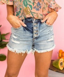 Special A Medium Acid Wash Denim Shorts With Frayed Hem