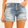 Special A Bottoms Mid Wash Button Fly High Rise Denim Shorts 1 Special A Bottoms Mid Wash Button Fly High Rise Denim Shorts