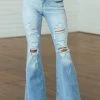 Cello Jeans Medium Wash High Rise Flare Distressed Jeans