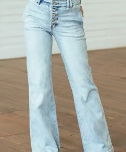 KanCan Bottoms Medium Wash High Rise Slim Flare Button Fly Jeans