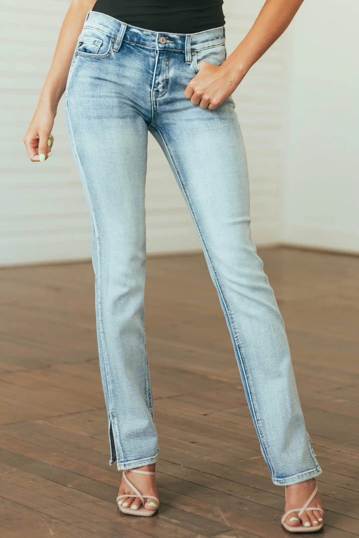 KanCan Medium Wash Mid Rise Straight Leg Side Slit Jeans Bottoms 3 KanCan Medium Wash Mid Rise Straight Leg Side Slit Jeans Bottoms
