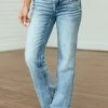 Mica Denim Bottoms Medium Wash Straight Fit Jeans With Side Slits