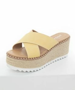 FORTUNE DYNAMIC Mellow Yellow Strap Espadrille Platform Sandals Shoes